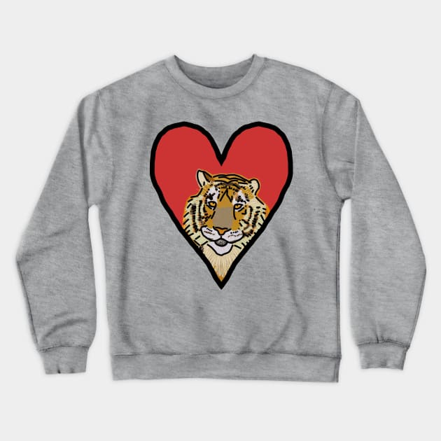 My Tiger Love on Valentines Day Graphic Crewneck Sweatshirt by ellenhenryart